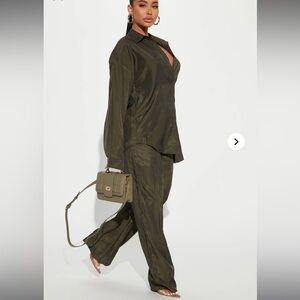 Olive Green Women's Pants Set